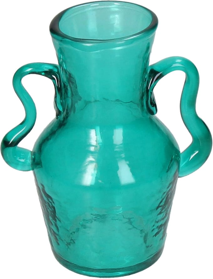 HD Collection Vaas Glas Turkoois 11x11x13.5cm