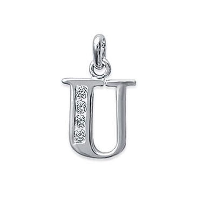 Blinx Jewels Zilveren Hanger Letter U Steentjes