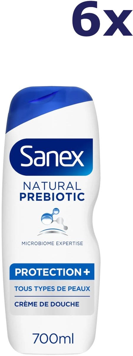 6x Sanex 700ml shower natural prebiotic protection douchegel