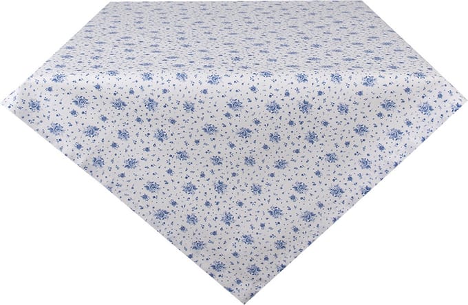 Clayre & Eef Tafelkleed 100x100 cm Wit Blauw Katoen Roosjes