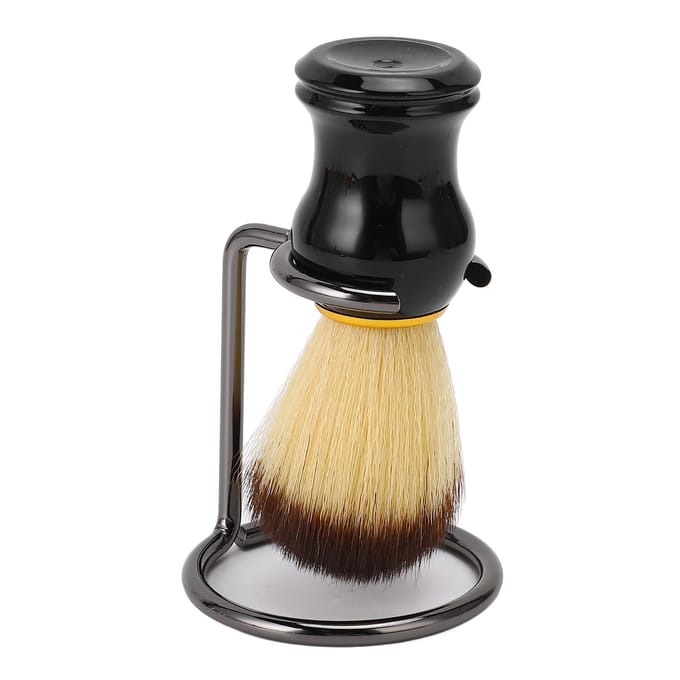 Blaireau avec Support Homme Rasage Humide Brosse à Barbe avec Support pour Crème à Raser Savon black
