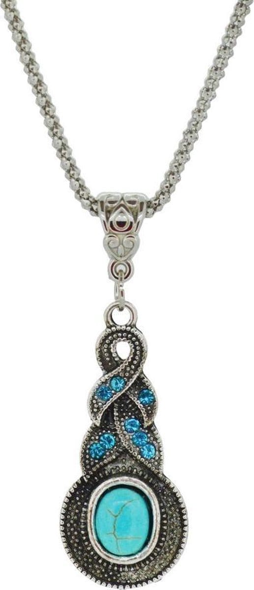 Fako Bijoux® - Ketting - Tibetaanse Stijl - Zilverkleurig - Pendule