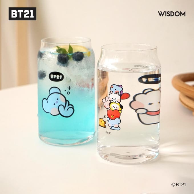 Bts (Bangtan garçons) BT21 Minini Glass Cup, Officiel, Original, Authentique, K-POP, idole beige