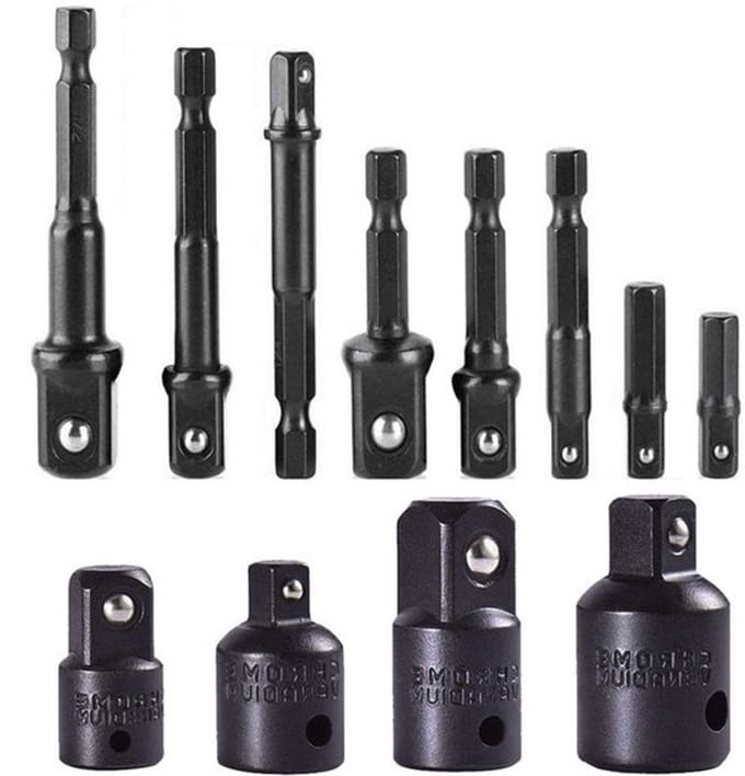 Allecto - 8 stks 1/4", 3/8", 1/2" Extension Socket Adapter Set en 4