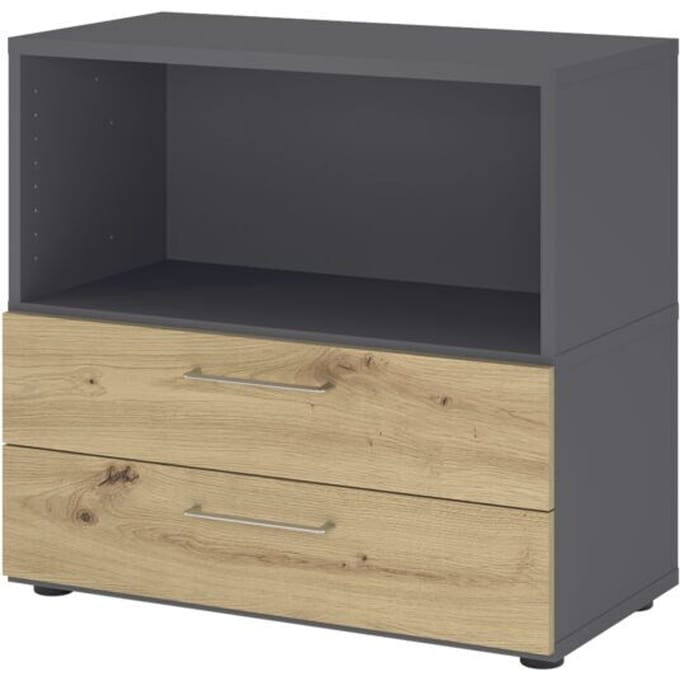 FlexWall | 2 OH | laden + kast | met verstelbare poten - Grafiet/Essen-Eik