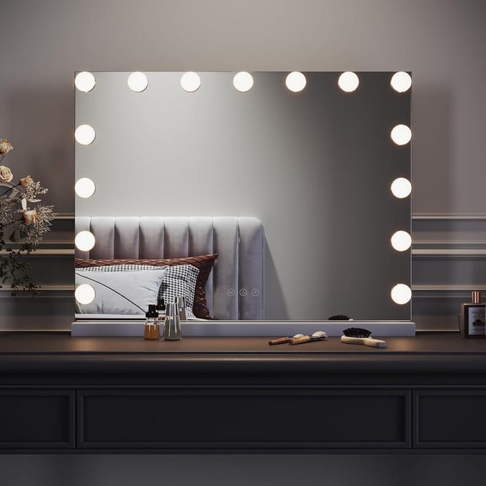 Verlichte Make-Up Spiegel met Dimbare LED Lampen en Touch Bediening