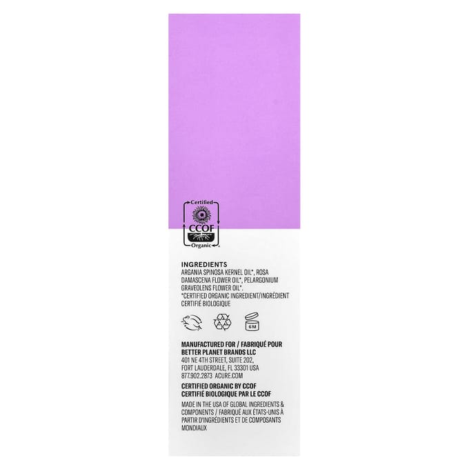 ACURE, Radicale Régénérant, Huile de Rose Argan, 1 fl oz (30 ml) white