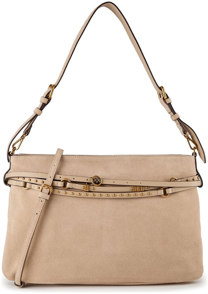 PINKO Belt Bag Big Schoudertas Leder 40 cm - Dames - beige-grigio