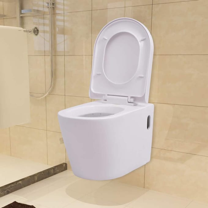 vidaXL - Hangend - toilet - met - verborgen - stortbak - keramiek - wit