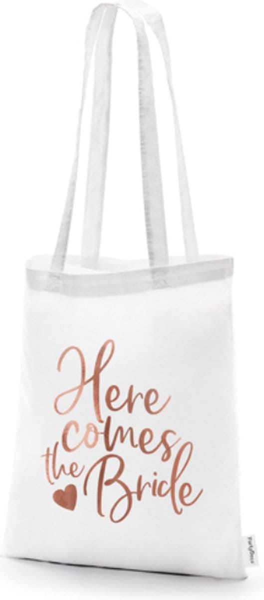 Wit Linnen handtas Here comes ...- Team Bride