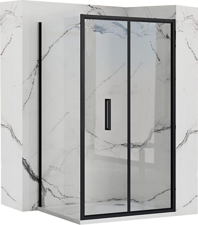 Rea Rapid Fold Black 100 X 80 - 195 cm - Douchecabine - Rechthoek - Zwart