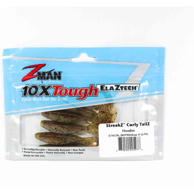 Zman Soft Lure StreakZ Curly 4 Inch 5/Pack Houdini (5278)