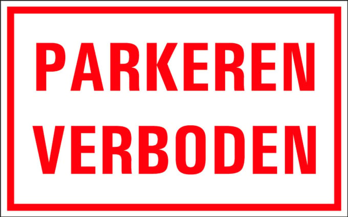 Parkeren verboden tekstbord, kunststof 400 x 250 mm