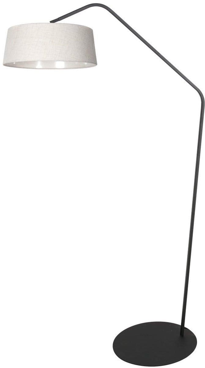 Zwarte vloerlamp Zig-Zag 4253ZW met wit linnen kap - Trendy design, hoogte 173 cm, geschikt voor LED - Anne Light Home