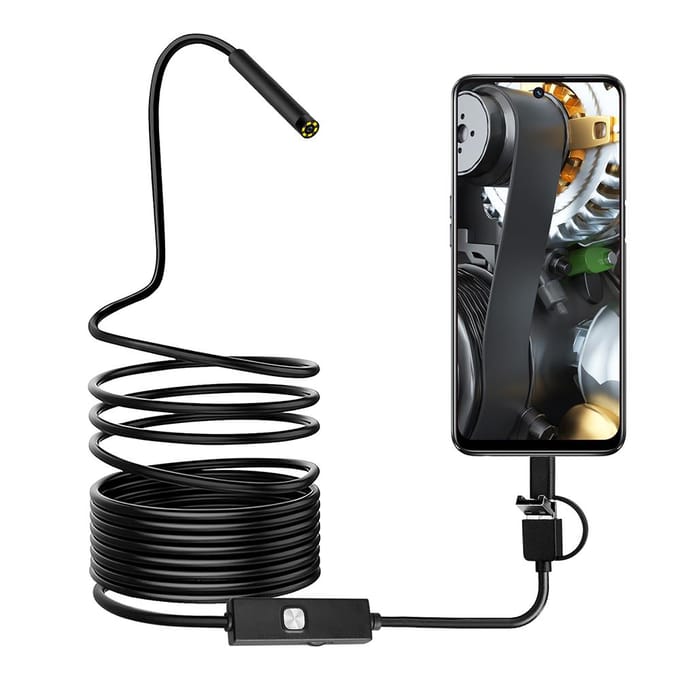 Endoscoop 0,3 MP Endoscoop 3 in 1 Endoscoop met verstelbare LED's 5 meter 1M zwart