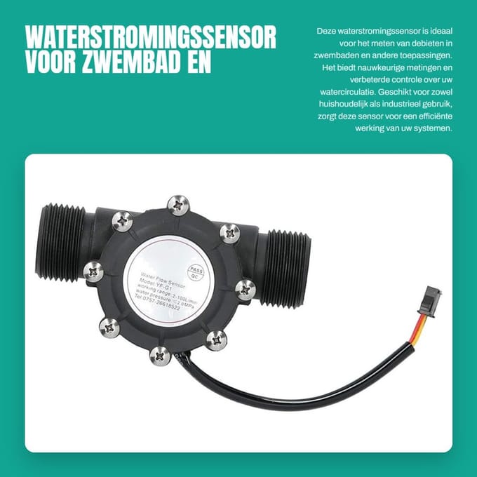Dailygoods- Debietmeter Waterstromingssensor - Buitendraad G1 - Zwembad - DC3‑24V - Professionele Kwaliteit - Huishoudelijk/Industrieel - Watermeter