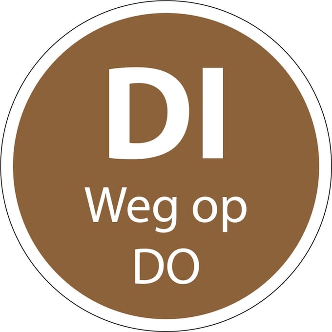 Dinsdag weg op donderdag sticker op rol 20 mm - 1150 per rol