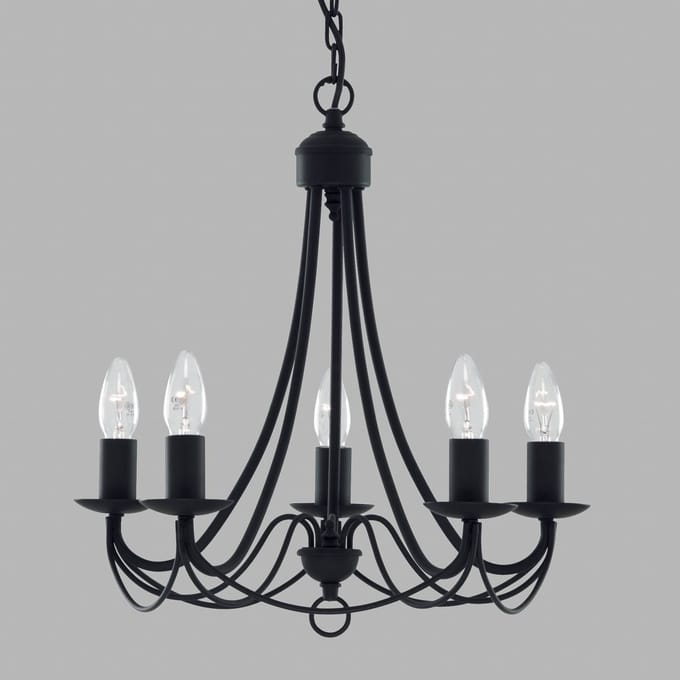 Searchlight MAYPOLE- Hanglamp - 5 Lichts - Mat Zwart