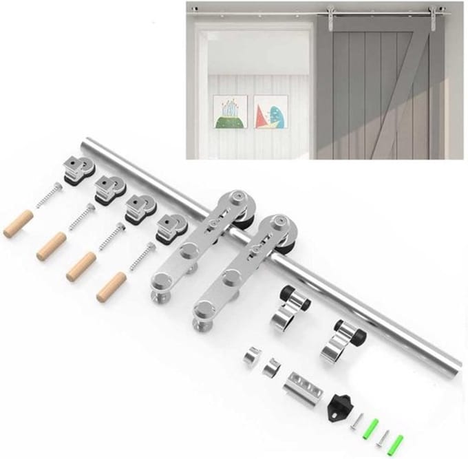 Allecto Plus - Schuifdeurbeslag van roestvrij staal 183 cm inclusief