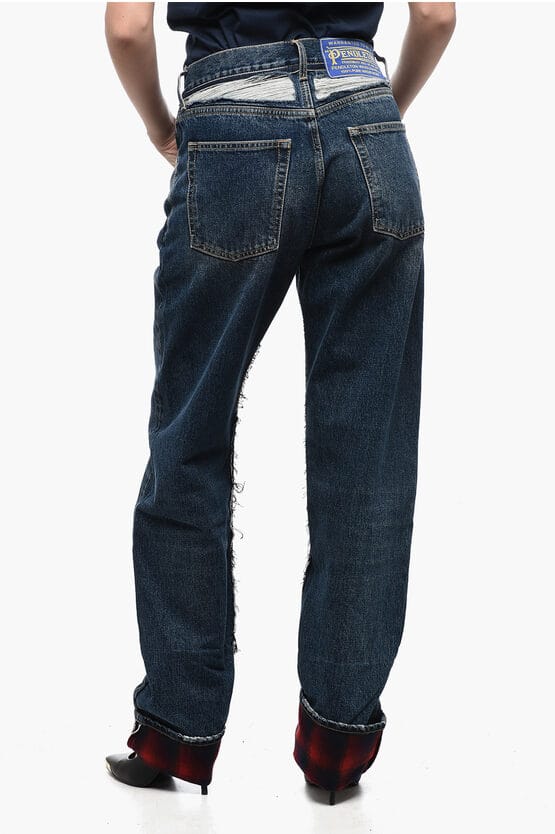 MM8 PENDLETON Hoge taille denim met wollen zoom in blauw