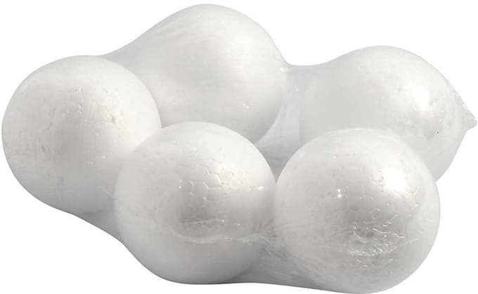 Ballen, d 6 cm, wit, 5 stuk/ 1 doos