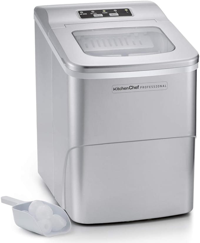 IJsmachine Keuken - IJsblokjes Maker - Drankjes Koelen - Stille Compressor - 12kg Per Dag - Zilver