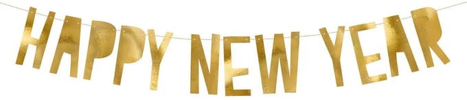 PartyDeco - Banner Happy New Year gold