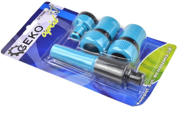 GEKO 4-delige sproeiset - voor 3/4" slang - met kraanaansluiting en snelkoppelingen