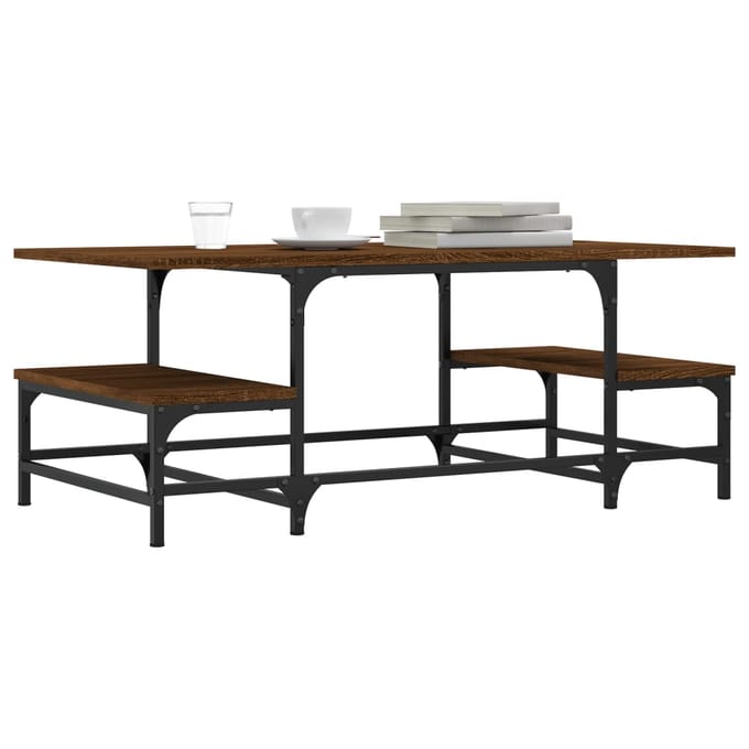 vidaXL - Salontafel - 100x50,5x40 - cm - bewerkt - hout - bruin - eikenkleur