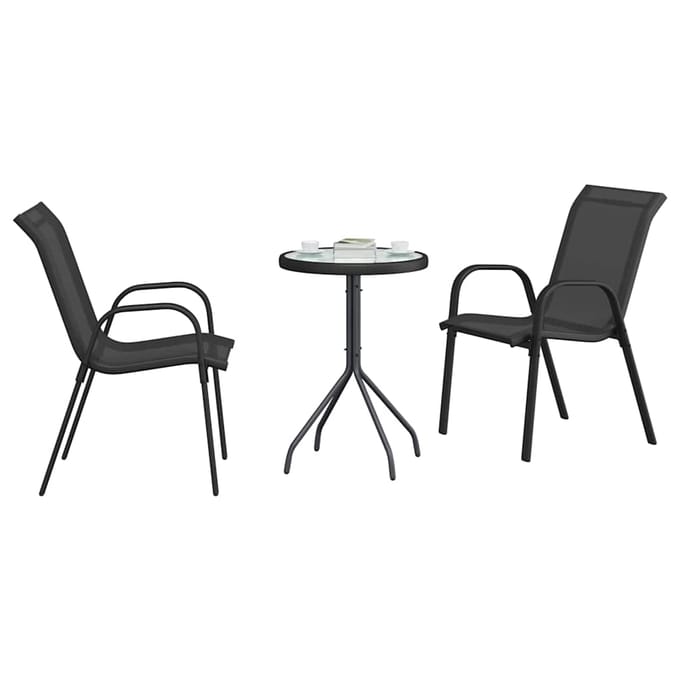 vidaXL - Tuin - Bistro - Set - 3 - st - Zwart - Staal