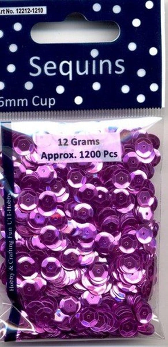 Pailletten - Cup vorm - fuchsia - 6 mm - 1200 stuks - Rayher