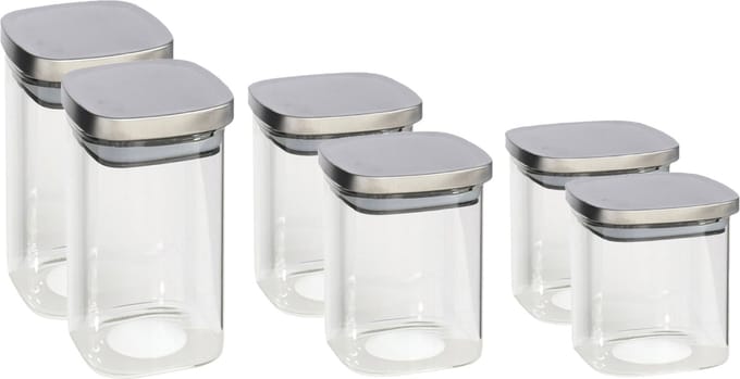 Gerim - 6x keuken voorraadpotten glas - 3 formaten 800/1100/1500 ml