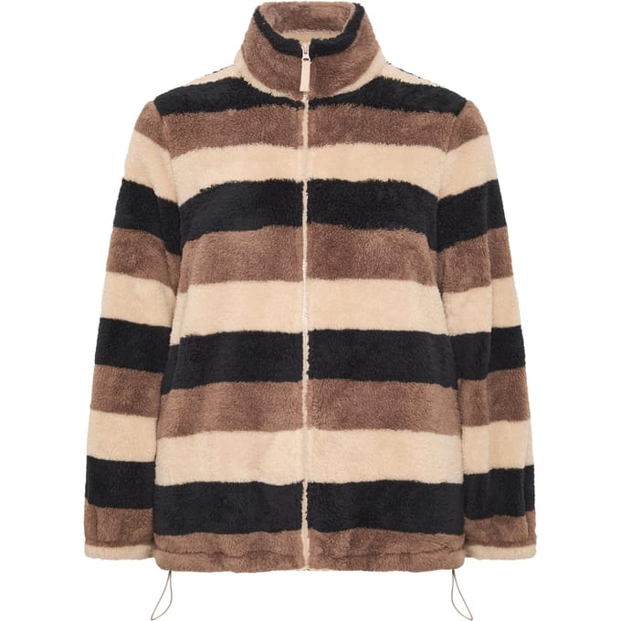 Yours Fleece Met Bruine Strepen En Ritssluiting Size 50-52