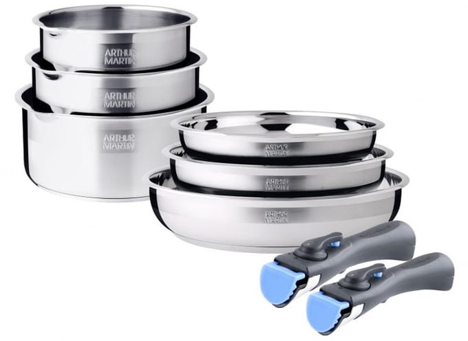 Batteire de cuisine 8 pièces acier inoxydable Arthur Martin AM1529
