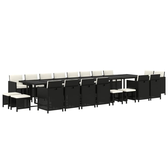 vidaXL - 21-delige - Tuinset - met - kussens - poly - rattan - zwart