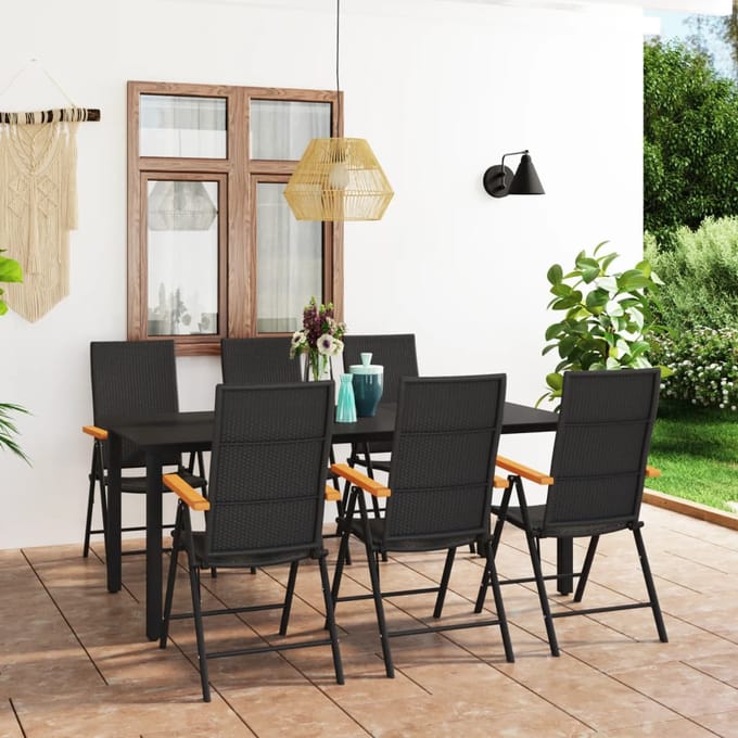 vidaXL - 7-delige - Tuinset - zwart - en - bruin