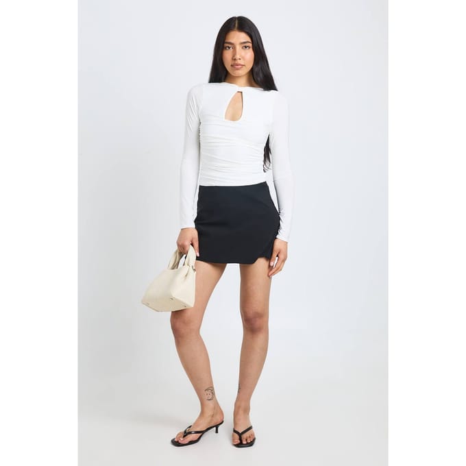 boohoo Dames Lange Bengaline Wikkel-skort | Black | Maat: 8