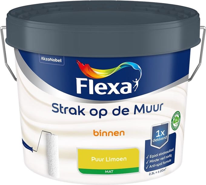 Flexa - Strak Op De Muur Binnen Mat - Puur Limoen - Mengverf - 2,5 L