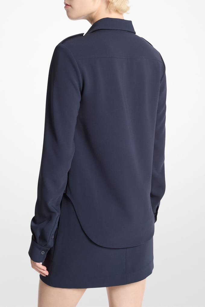 Michael Kors Fitted Army Shirt In Navy Taglia: S | Magliette intime Outlet | Donna | Verde