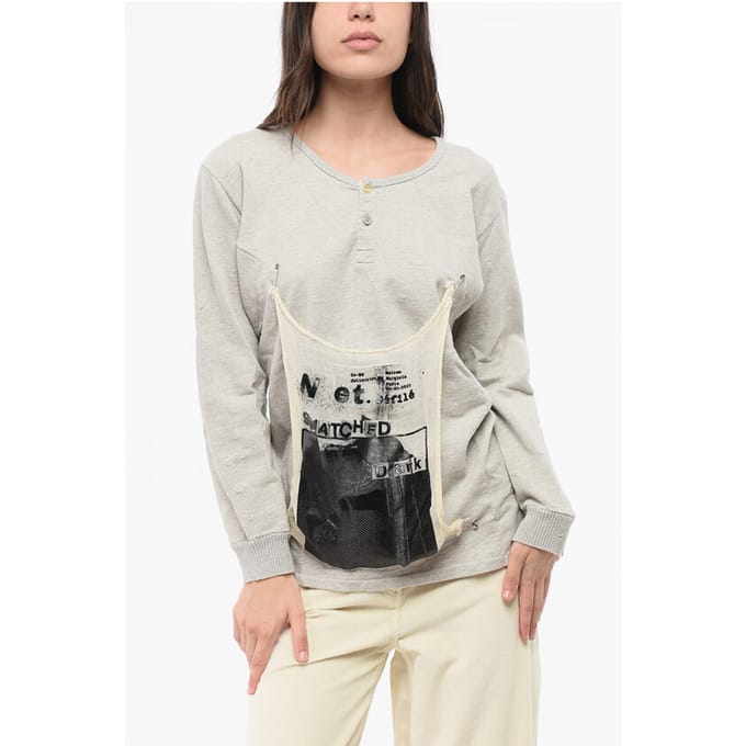MM1 MM10 Sweatshirt met ronde hals en 2 knopen in grijs
