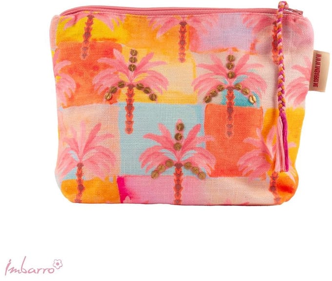 Imbarro - Pouch - Toilettas - Makeuptas - Palmera - 24x20cm - 100% katoen