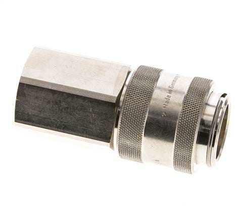 Vernikkeld Messing DN 19 Luchtkoppeling Snelkoppeling G 1 inch Binnendraad Double Shut-Off - CLS19-F-BN-SV-100