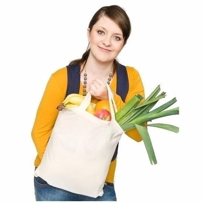 50x Katoenen boodschappen tassen naturel