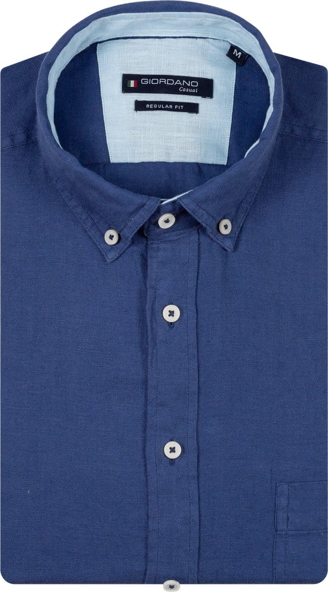 Giordano – Ivy – Heren Overhemd – Button Down – Gwassen Linnen Overhemd - Dusk Blue – 617009-62