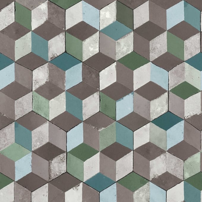 Retro behang 3d beton mozaik 36662-1