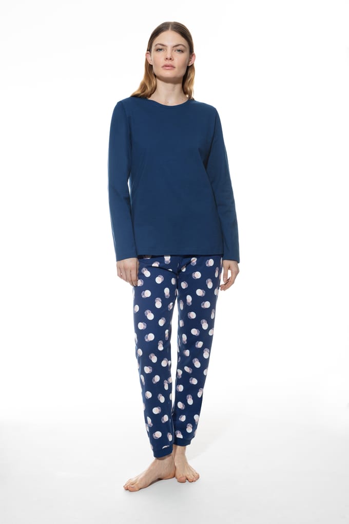 Pyjama kort Serie Scribbled Dots Deep Marine