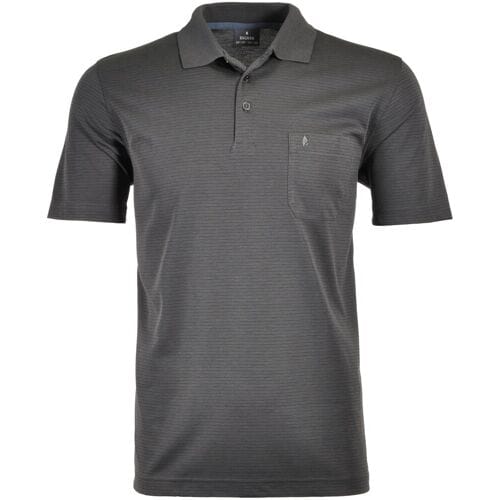 Ragman Polo Softknit Fine Stripe Easy Care Antraciet / male