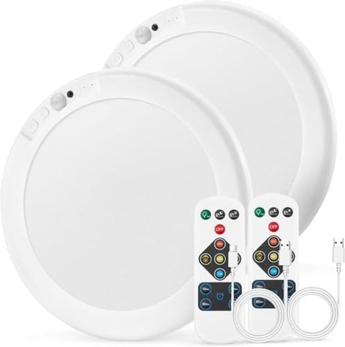 Oplaadbare LED Plafondlamp met Bewegingssensor en Afstandsbediening - Draadloos en Instelbare Kleurtemperatuur