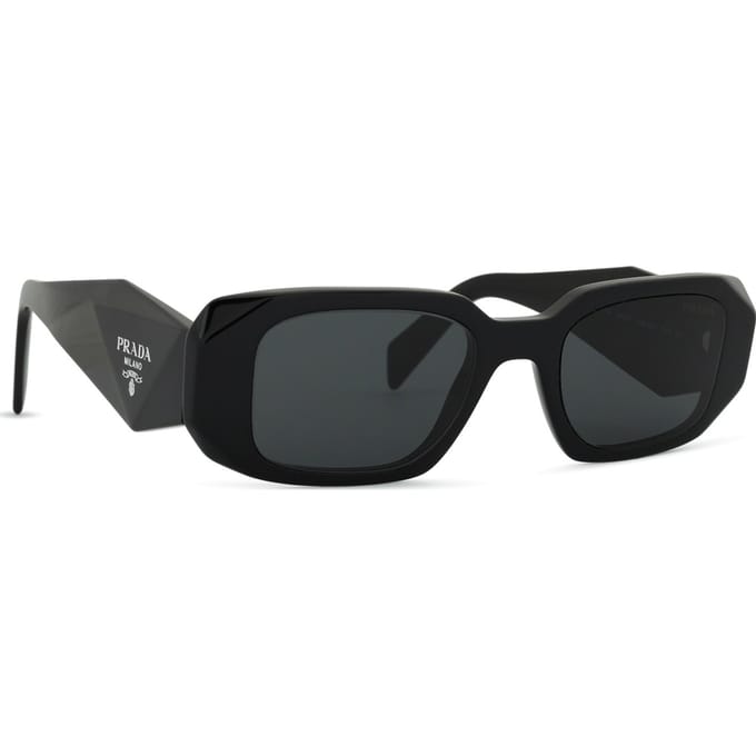 Prada Zijkant Logo Reliëf Onregelmatige Vorm Zonnebril Uniseks Zonnebril Zwart 0PR-17WS-1AB5S0 Basic Packaging-Eyeglass Case+Box,51 gray
