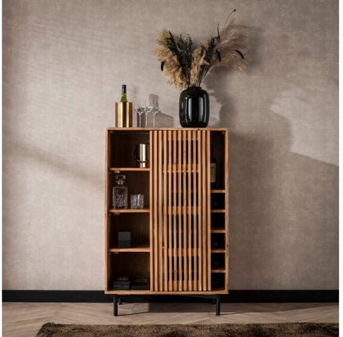 Wijnkast Rio Acacia 80 cm - Naturel | Meubelplaats
